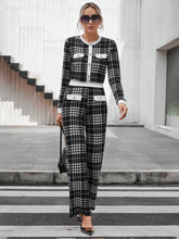 Plaid Print Contrast Trim Jacket & Pants